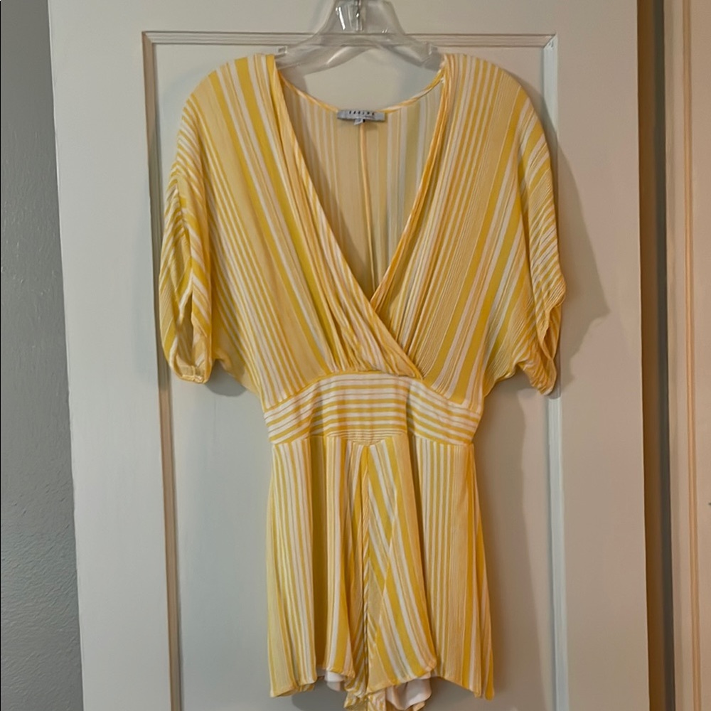 FAVLUX Yellow White Stripe Romper with Dolman Sleeves